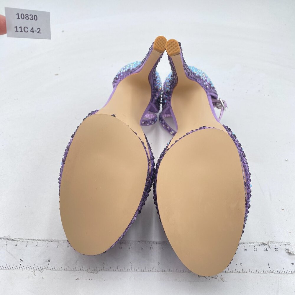 XYD Light Purple Sparkling Bejeweled Platform Evening Heels Peep Toe Sandals - Picture 7 of 8